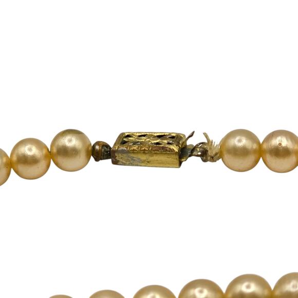 Vintage Long Faux Pearl Necklace Gold Filigree Clasp 63" Flapper Style Jewelry - Picture 7 of 11